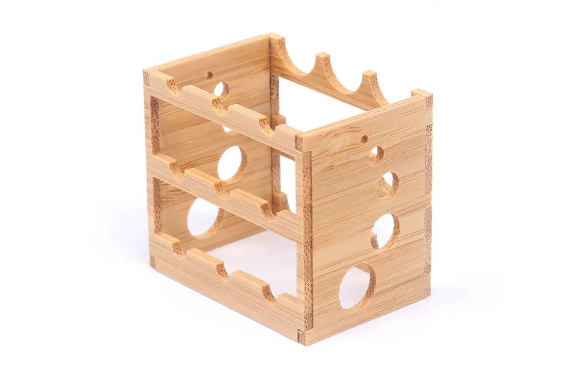 Dollhouse Bamboo Wine Rack 1:6 — front angle