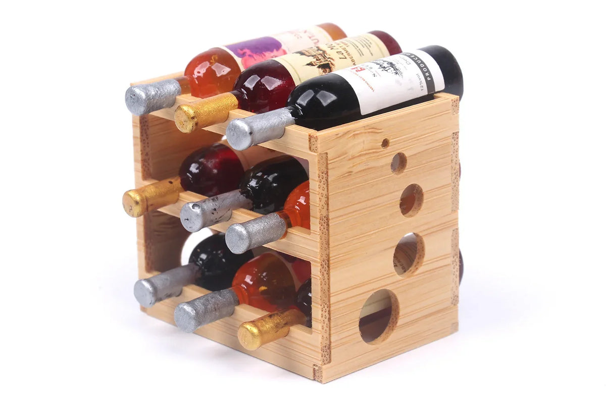 Dollhouse Bamboo Wine Rack 1:6 — box and pieces