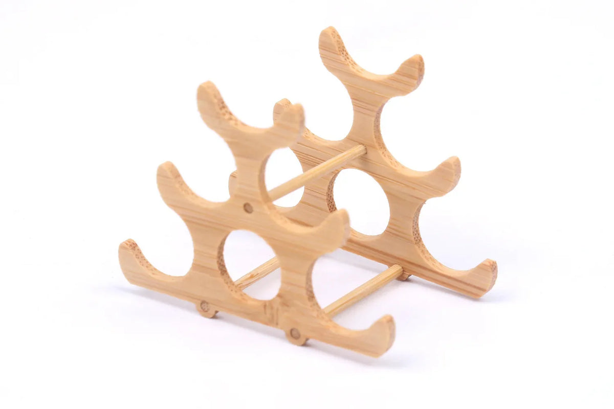 Dollhouse Bamboo Wine Rack 1:6 — front angle