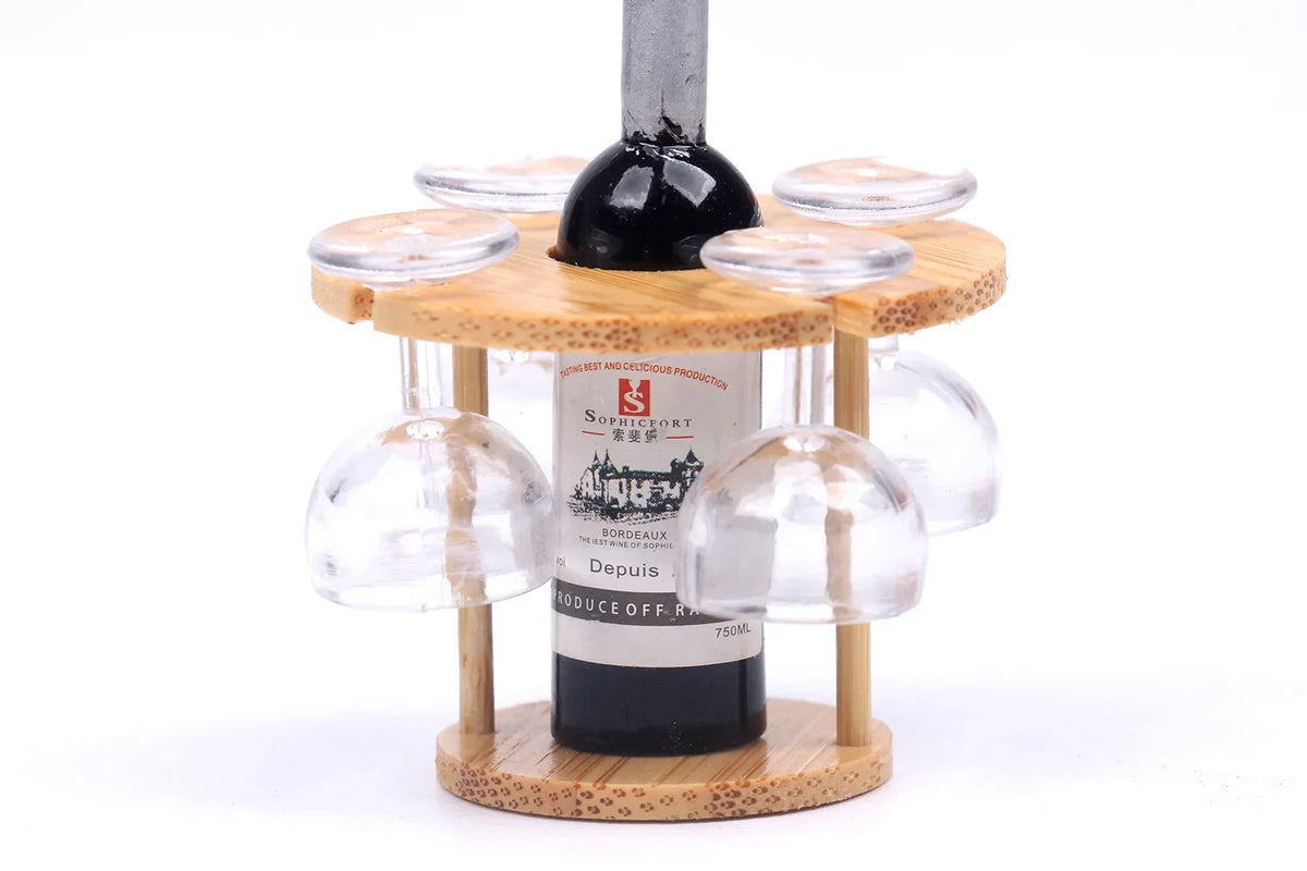 Dollhouse Bamboo Wine Rack 1:6 — front angle