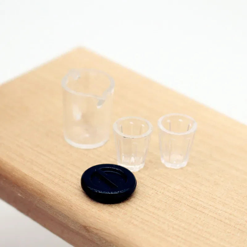 Water Pitcher Cups Miniature Decor Set — angled close-up