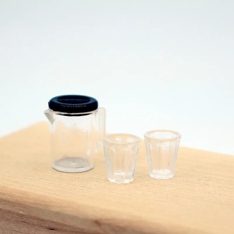 Water Pitcher Cups Miniature Decor Set — box and pieces