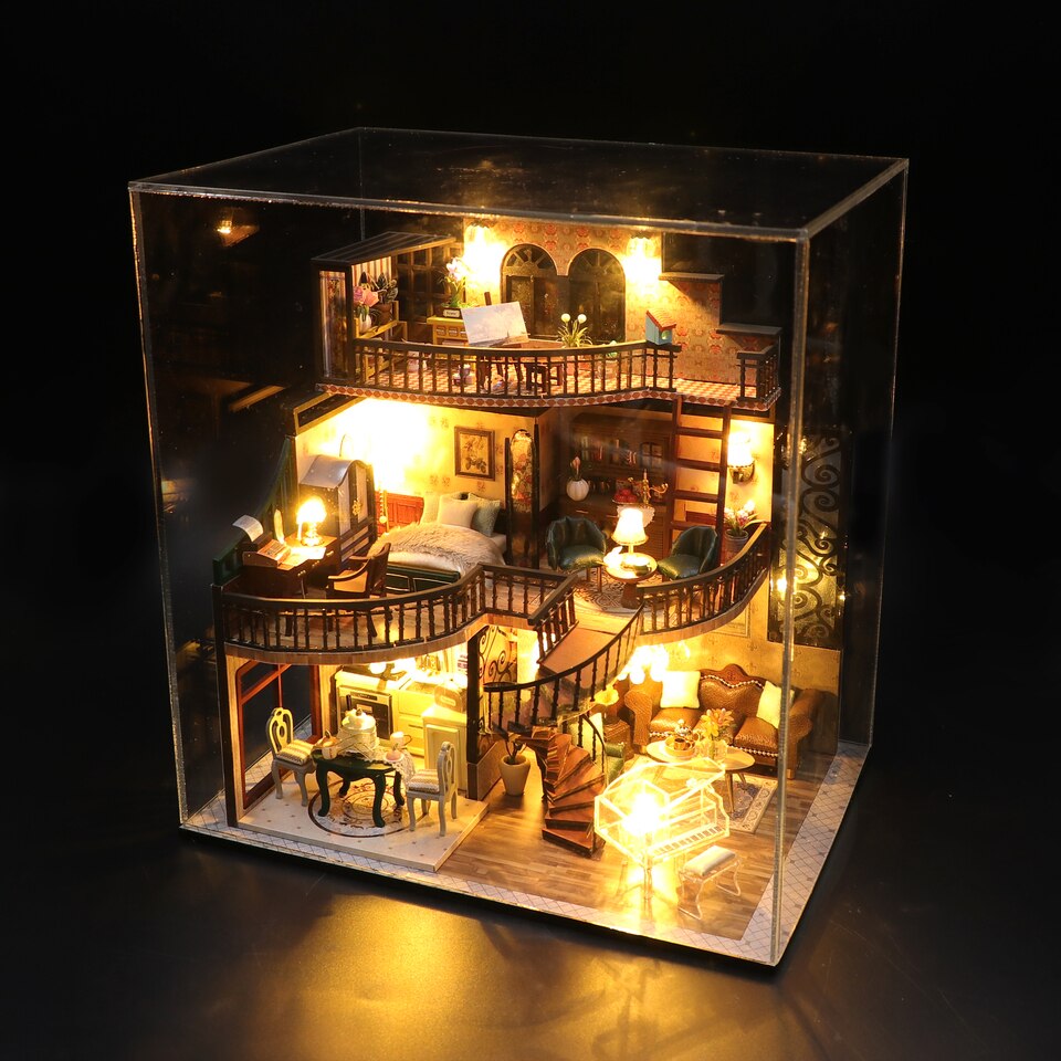 Modern Loft European DIY Miniature House Kit — detalied side view