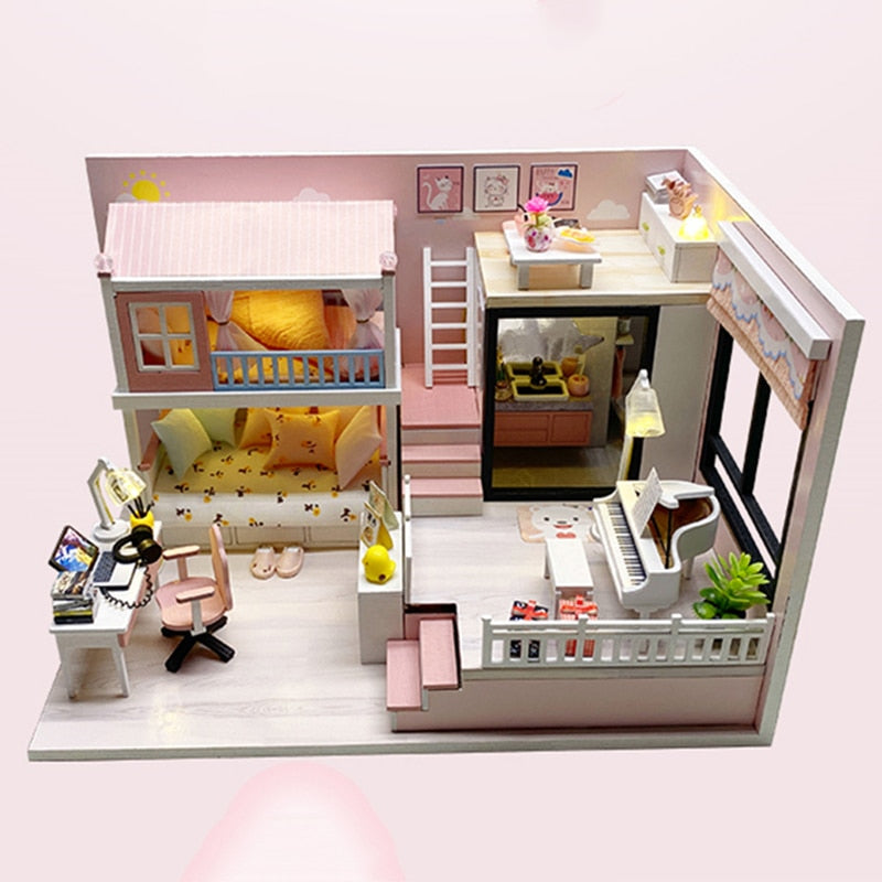 Modern Loft V2 DIY Dollhouse Kit — scene view