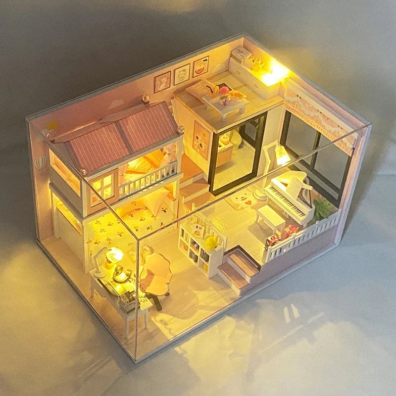 Modern Loft V2 DIY Dollhouse Kit — detalied side view