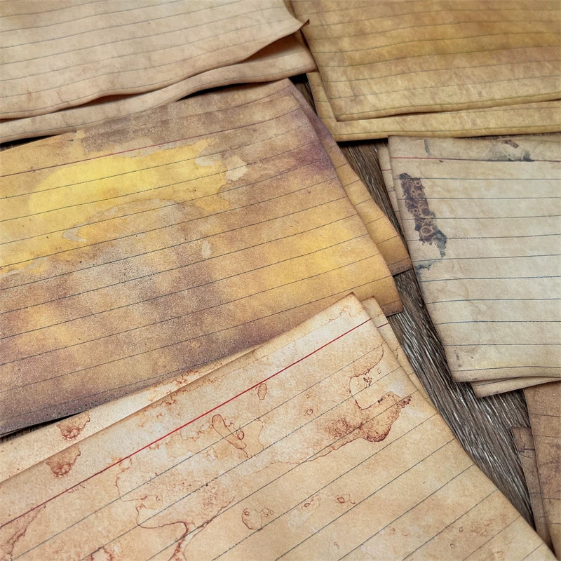 Vintage Double-Sided Dyed Paper Pack, Antique Junk Journal Collage Paper, Aesthetic Retro Striped Craft Paper for Scrapbooking and Photo Props