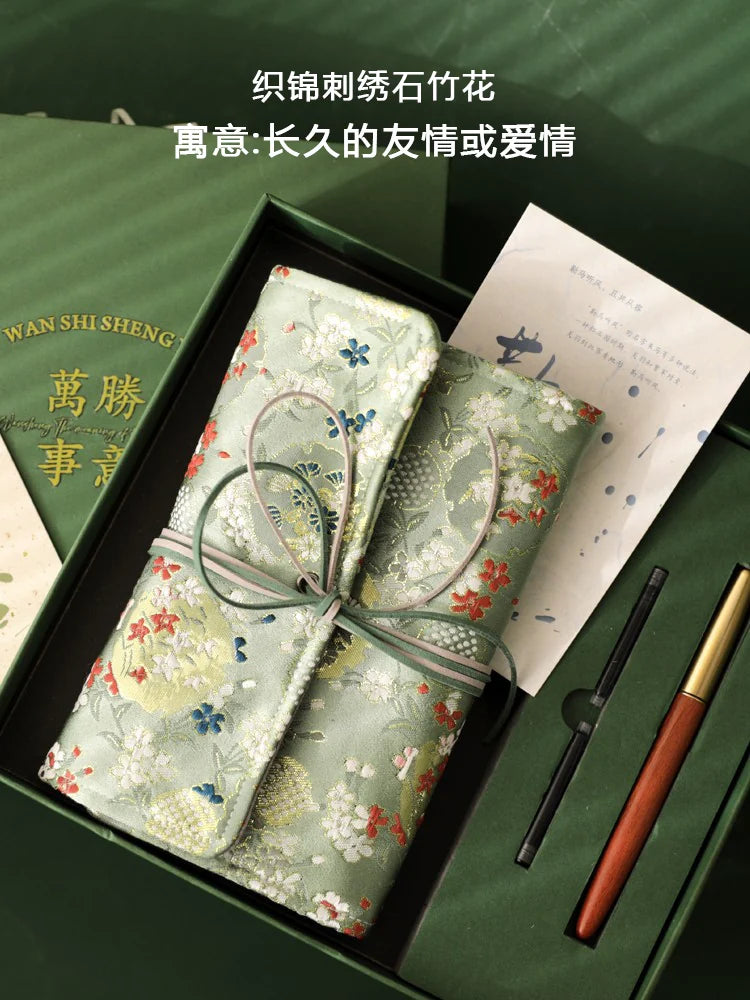 Vintage Oriental Journal and Fountain Pen Gift Set, Refillable Aesthetic Notebook Set for Writing, Business, Office & Journaling, Elegant Present for Women and Men