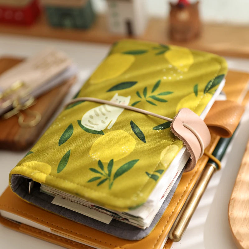 A7 Cute Fabric Loose-Leaf Binder Notebook Mini Refillable Pocket Journal Planner