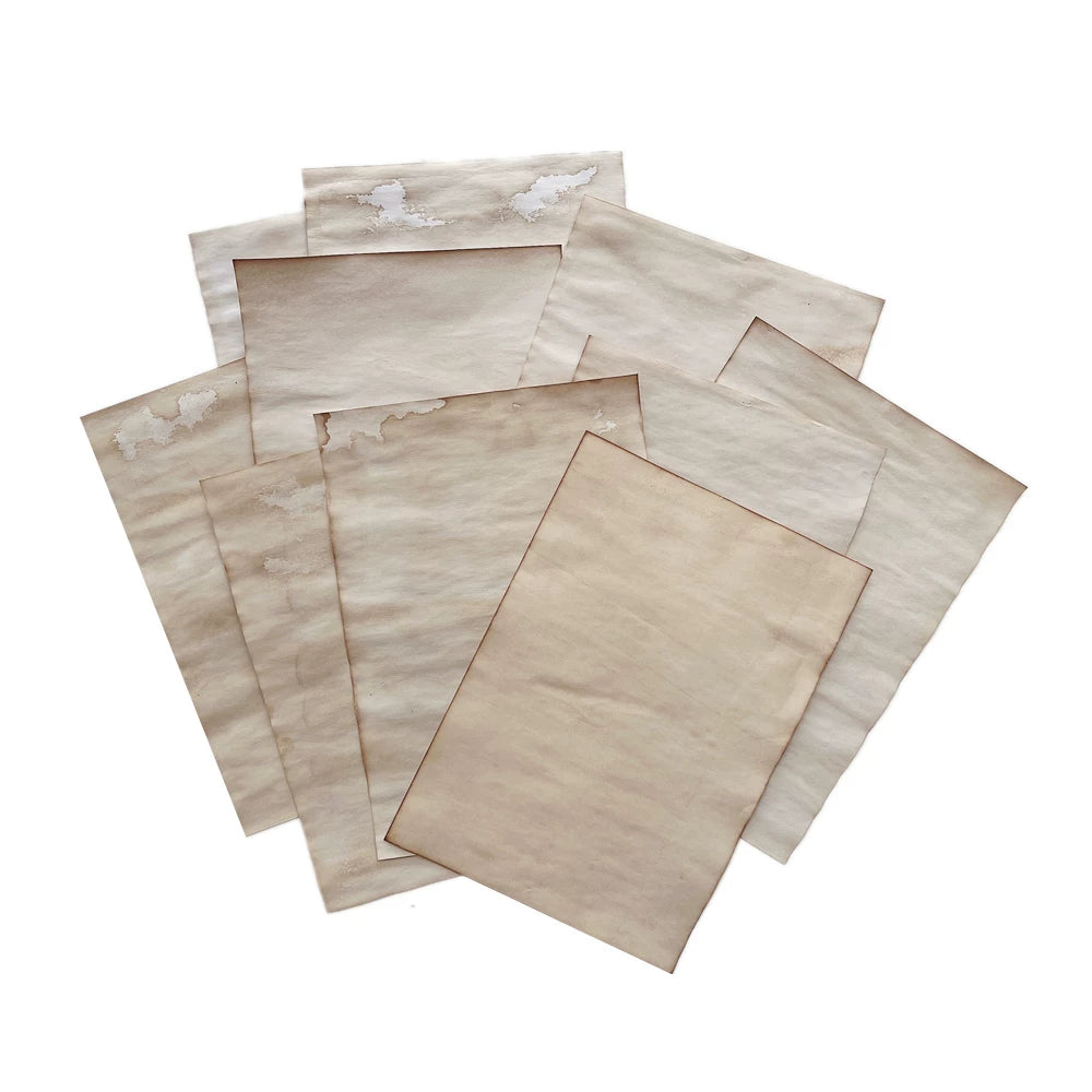 Vintage Coffee-Dyed Paper for Junk Journal - Handmade Distressed Antique Craft Paper Sheets for Scrapbooking, Collage & DIY Planners