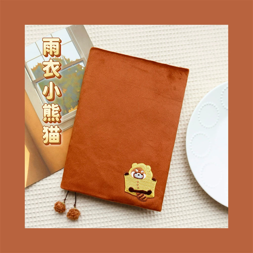 Cute Fluffy Panda Handmade Fabric Book Cover & Journal Notebook Set A5 A6 A7 B6 B7 Planner
