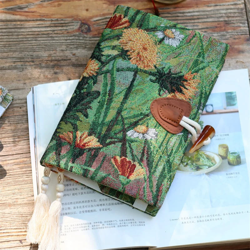 Vintage Autumn Botanical Oil Painting Fabric Journal Notebook Handmade Cloth Book Cover Planner Diary A5 A6
