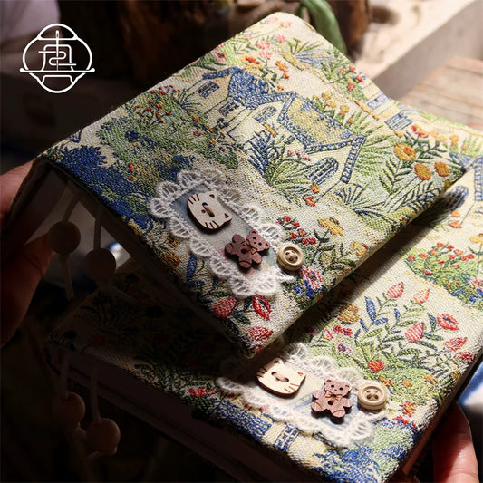 Vintage Handmade Fabric Journal Notebook Dollhouse Retro Daily Diary Planner A5 A6