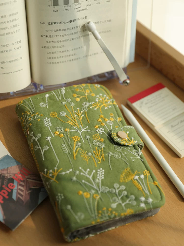 A6 Embroidered Daily Planner Refillable Binder Notebook Portable Schedule Journal To-Do List Time Management Book