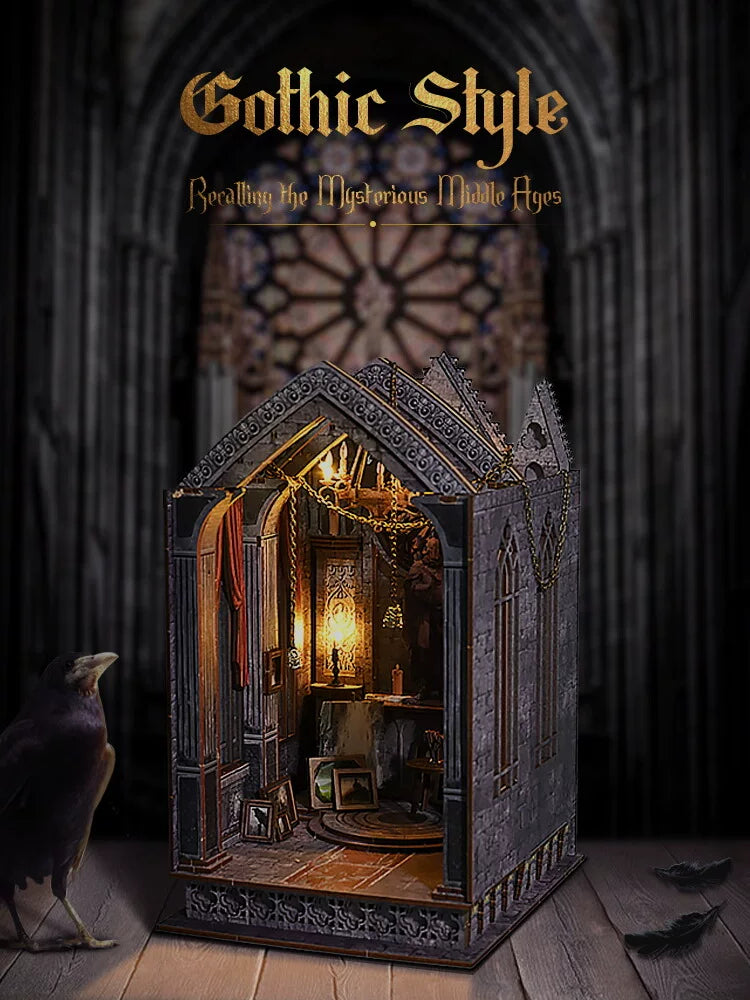 Gothic 3D Book Nook Kit | Miniature Wooden Bookshelf