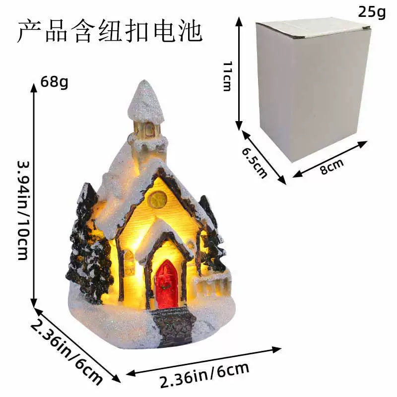 LED Light Up Christmas Village House Resin Miniature Cottage Tabletop Ornament Festive Holiday Decor