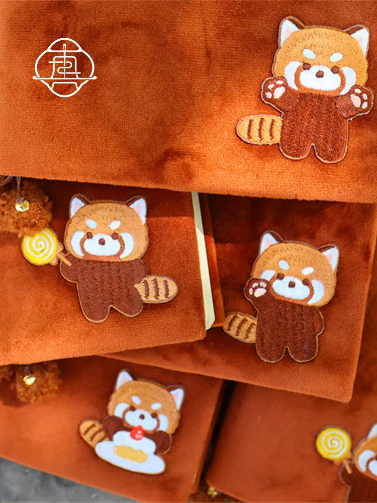 Cute Fluffy Panda Handmade Fabric Book Cover & Journal Notebook Set A5 A6 A7 B6 B7 Planner