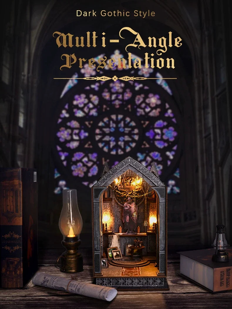 Gothic 3D Book Nook Kit | Miniature Wooden Bookshelf