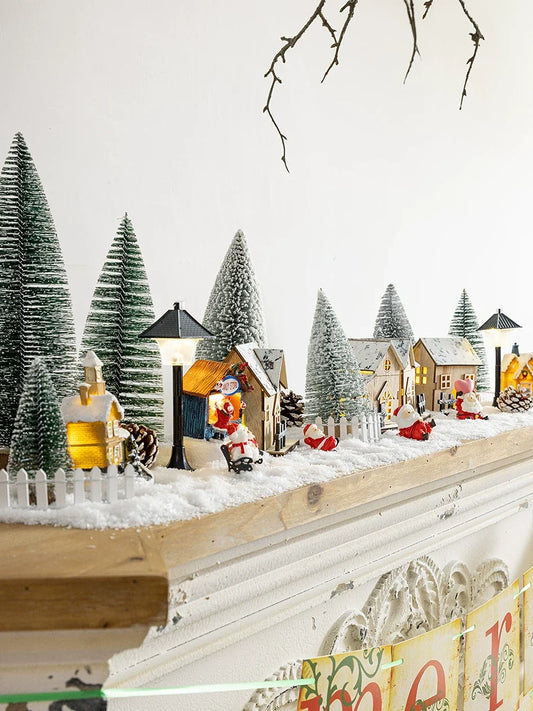 Christmas Light-Up Miniature Village | Winter Snow House Set