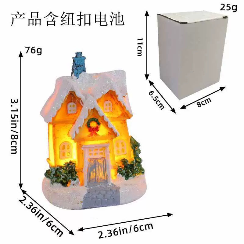 LED Light Up Christmas Village House Resin Miniature Cottage Tabletop Ornament Festive Holiday Decor
