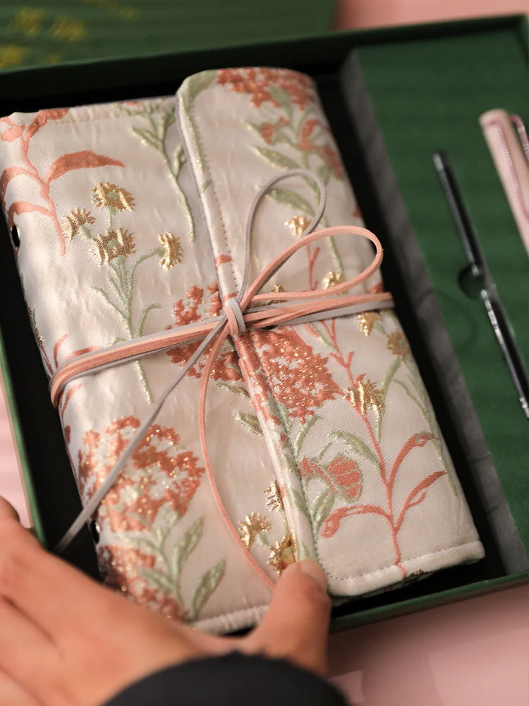Vintage Oriental Journal and Fountain Pen Gift Set, Refillable Aesthetic Notebook Set for Writing, Business, Office & Journaling, Elegant Present for Women and Men