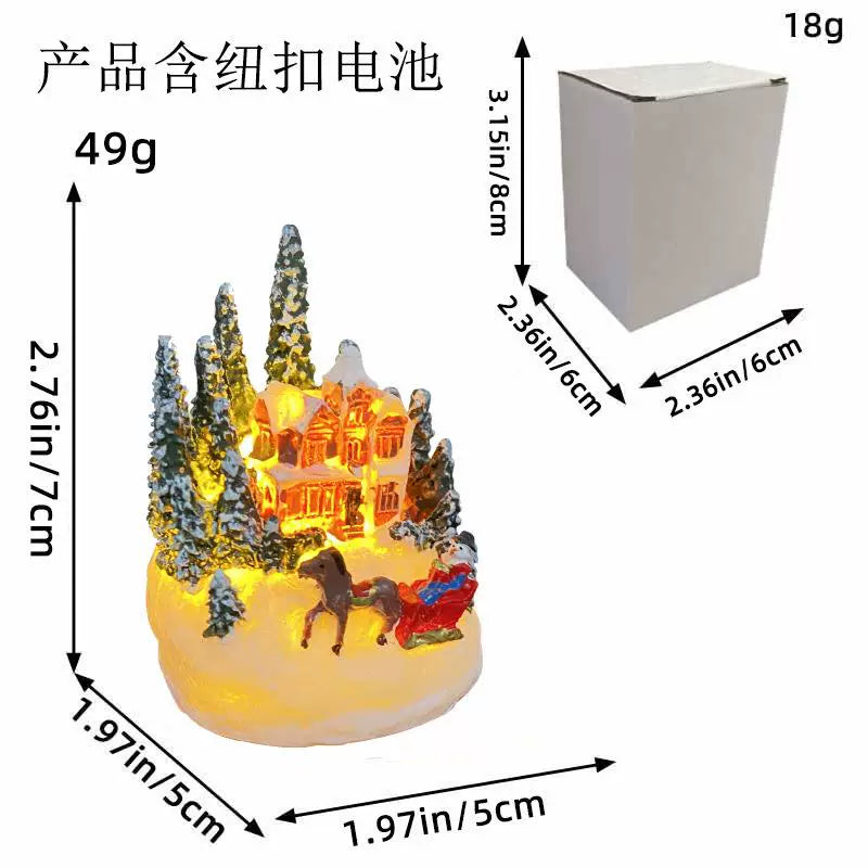 LED Light Up Christmas Village House Resin Miniature Cottage Tabletop Ornament Festive Holiday Decor