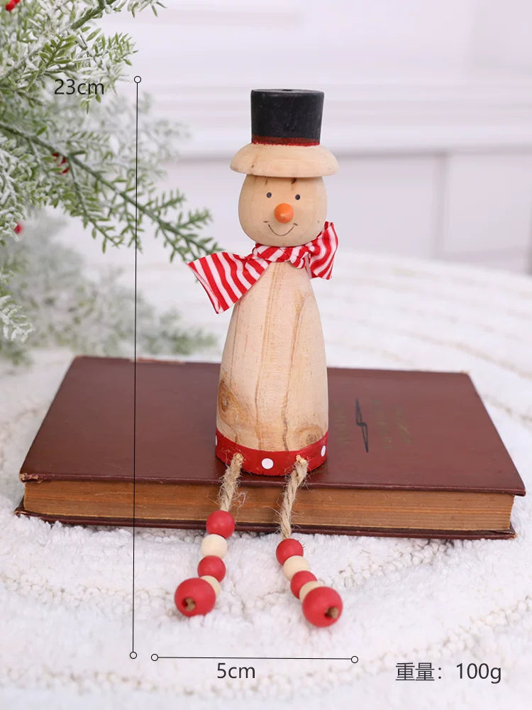 Nordic Vintage Wooden Christmas House with Warm LED Light - Rustic Snow Cabin Holiday Tabletop Decor & Gift