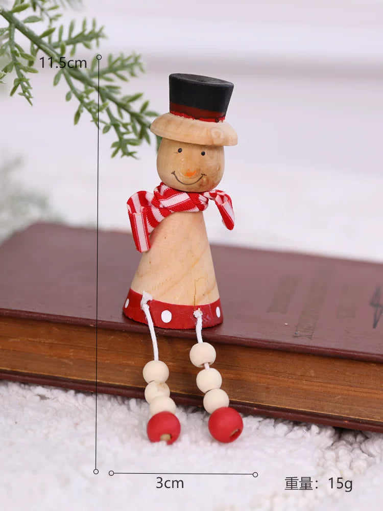 Nordic Vintage Wooden Christmas House with Warm LED Light - Rustic Snow Cabin Holiday Tabletop Decor & Gift