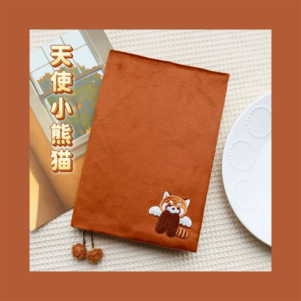 Cute Fluffy Panda Handmade Fabric Book Cover & Journal Notebook Set A5 A6 A7 B6 B7 Planner