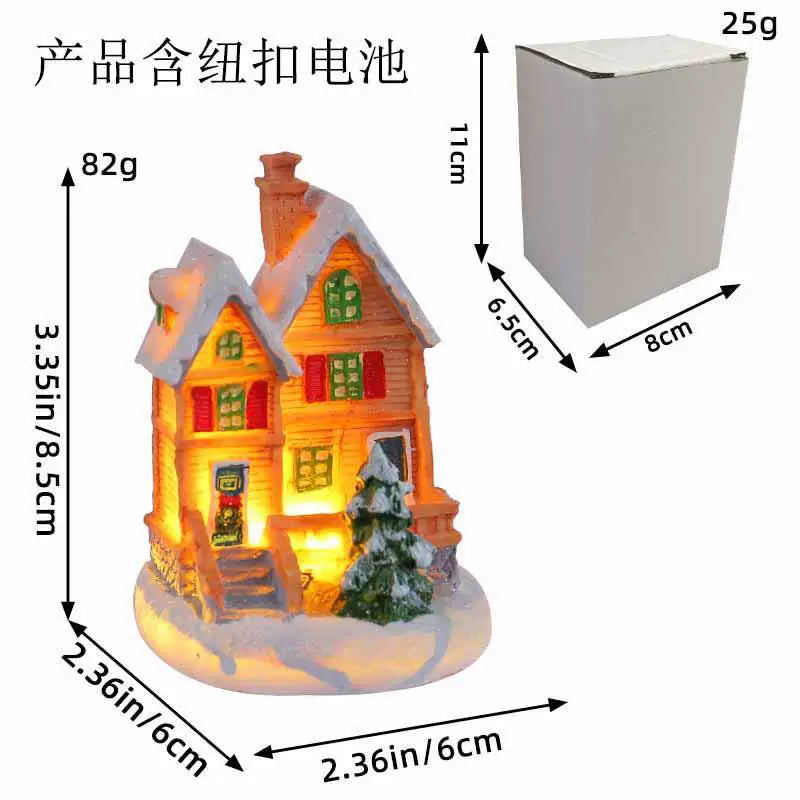 LED Light Up Christmas Village House Resin Miniature Cottage Tabletop Ornament Festive Holiday Decor