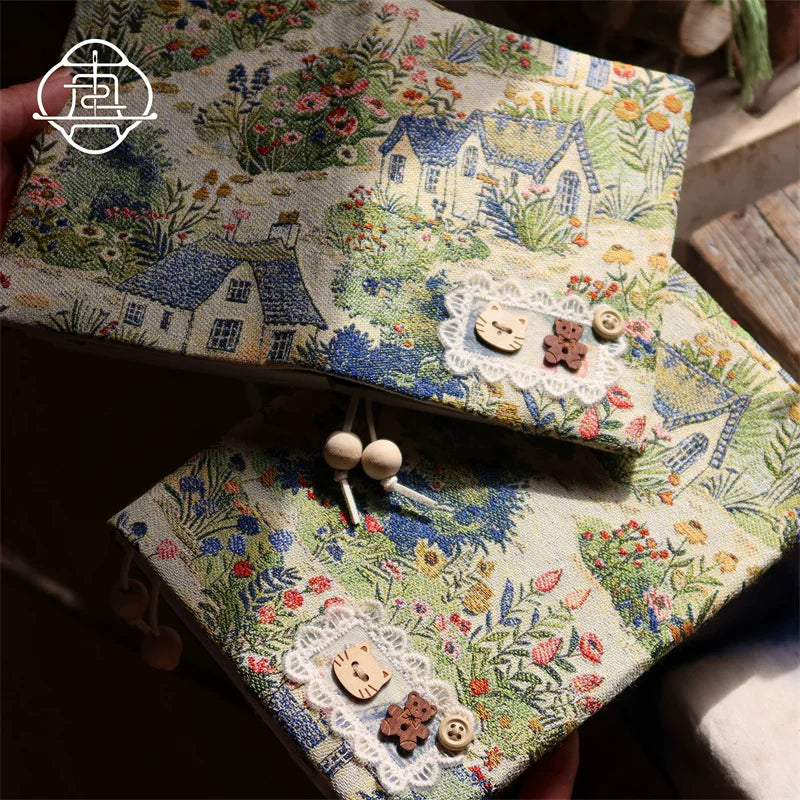 Vintage Handmade Fabric Journal Notebook Dollhouse Retro Daily Diary Planner A5 A6