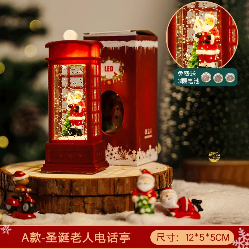Light-Up Miniature Christmas Snow House Desktop Ornament Festive Village Scene Decor