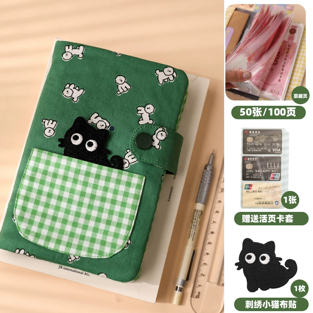 Cute Fabric Cash Stuffing Budget Binder - Aesthetic Money Savings Organizer Book with Envelopes for Budgeting & Cash Challenge