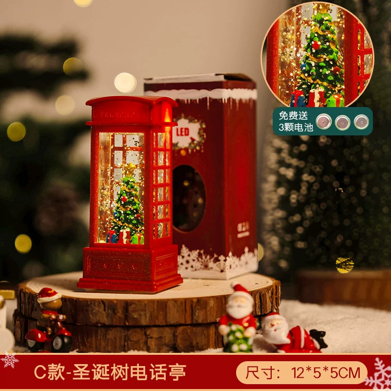 Light-Up Miniature Christmas Snow House Desktop Ornament Festive Village Scene Decor