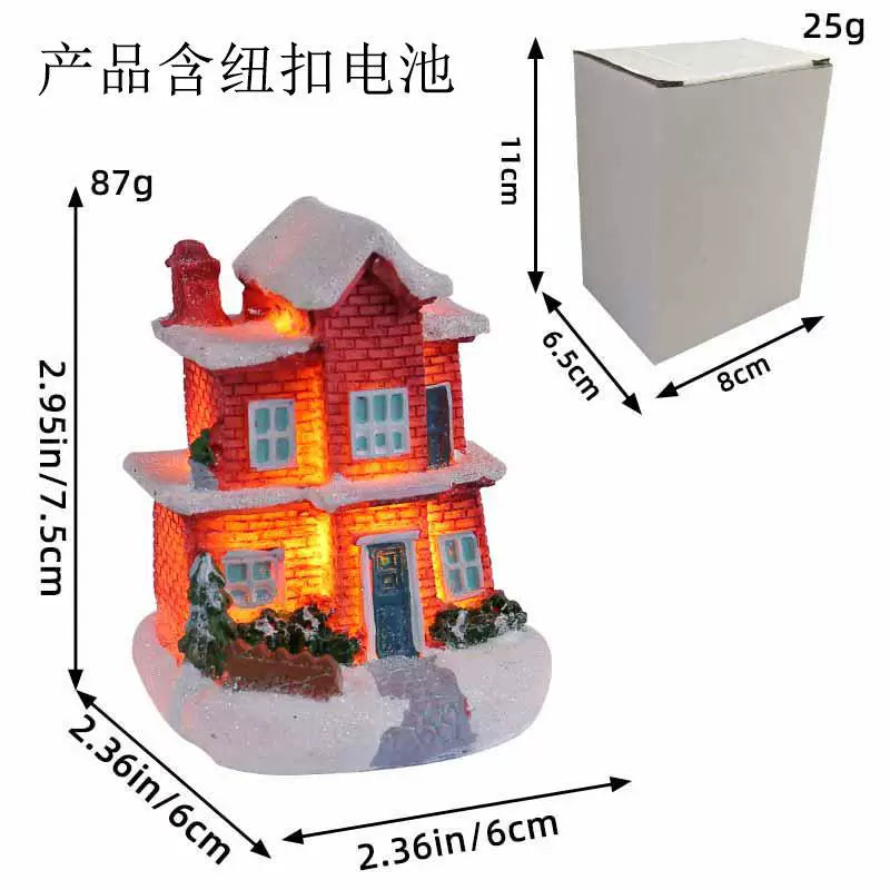 LED Light Up Christmas Village House Resin Miniature Cottage Tabletop Ornament Festive Holiday Decor