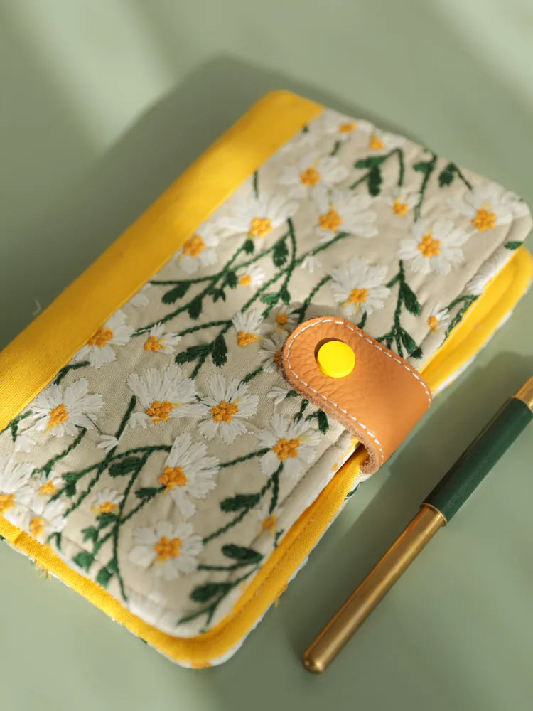 A6 Embroidered Daily Planner Refillable Binder Notebook Portable Schedule Journal To-Do List Time Management Book