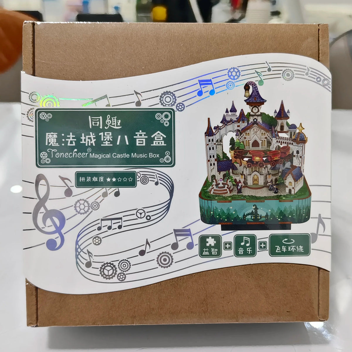 Wooden Music Box Kit | Rotating Mechanical 3D Puzzle