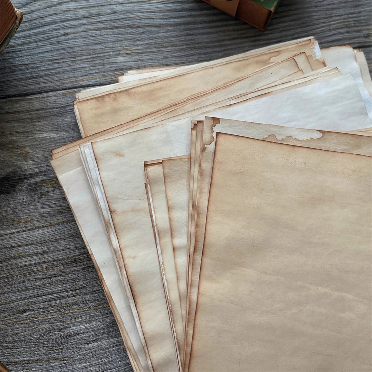 Vintage Coffee-Dyed Paper for Junk Journal - Handmade Distressed Antique Craft Paper Sheets for Scrapbooking, Collage & DIY Planners
