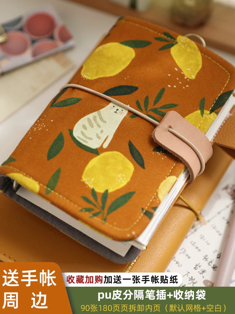 A7 Cute Fabric Loose-Leaf Binder Notebook Mini Refillable Pocket Journal Planner