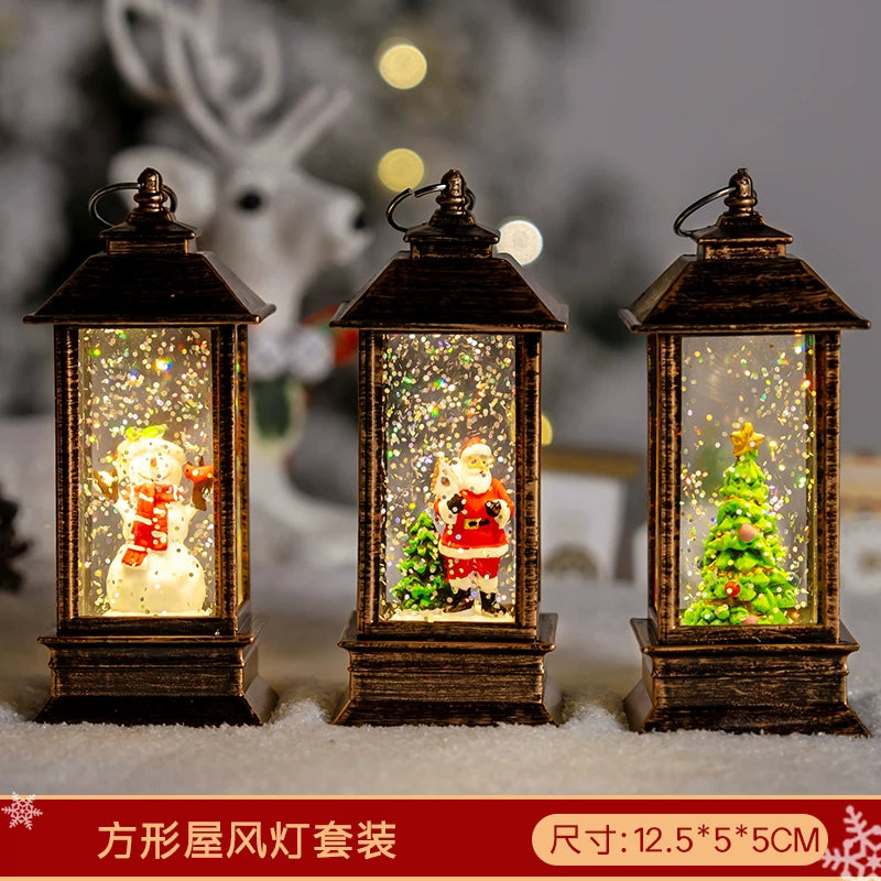 Light-Up Miniature Christmas Snow House Desktop Ornament Festive Village Scene Decor