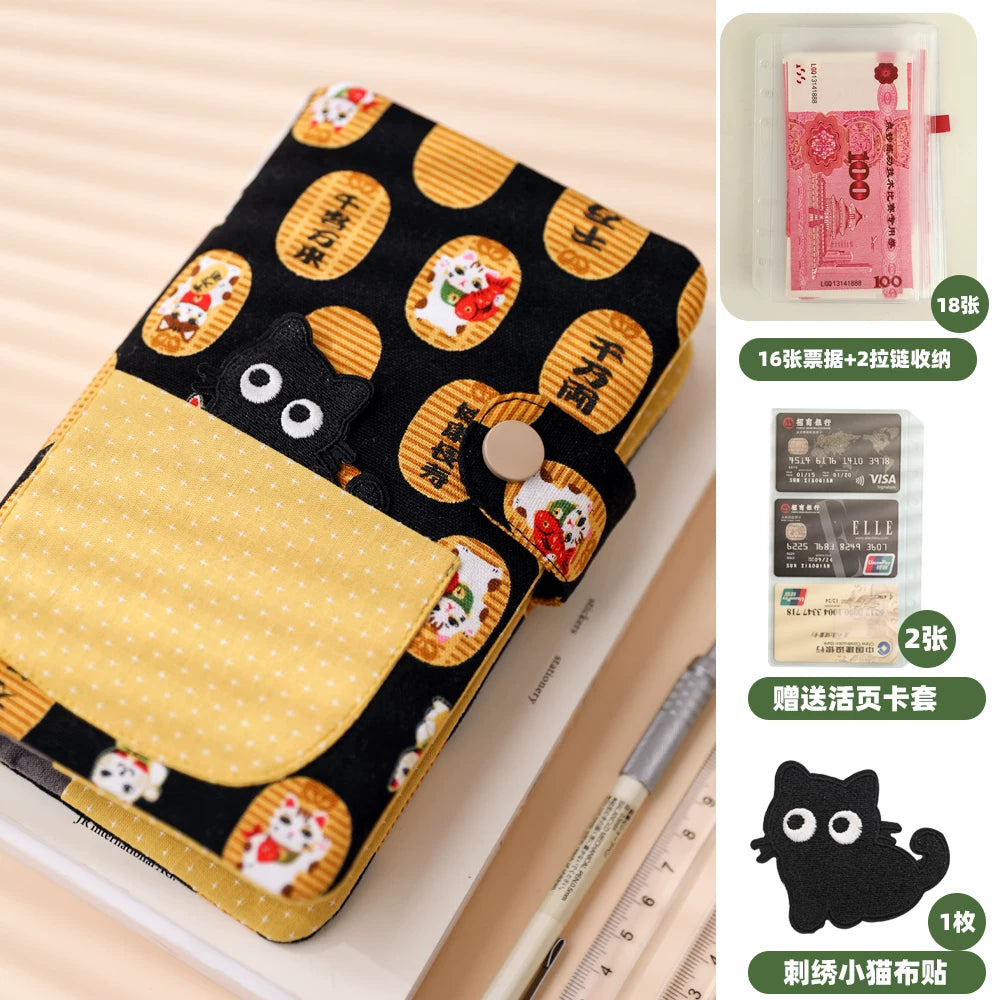 Cute Fabric Cash Stuffing Budget Binder - Aesthetic Money Savings Organizer Book with Envelopes for Budgeting & Cash Challenge