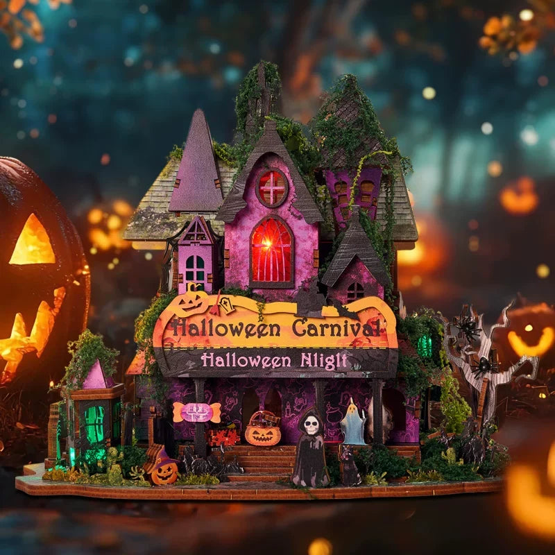 Halloween Book Nook Kit | 3D Wooden Magic Dollhouse LED