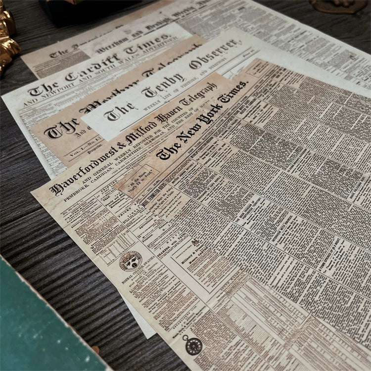 Vintage English Newspaper Scrapbook Paper Pack Retro Ephemera Background Sheets for Junk Journal TN Planner DIY Crafts Photo Props