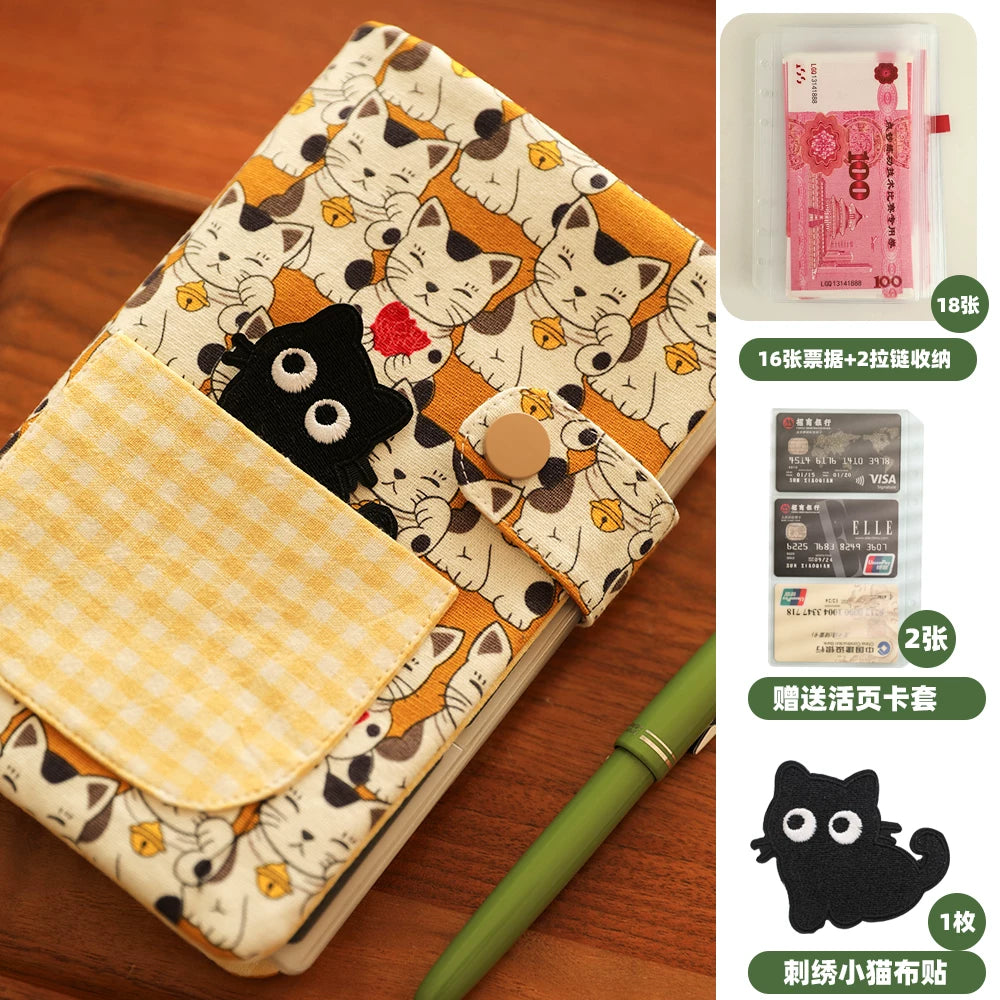 Cute Fabric Cash Stuffing Budget Binder - Aesthetic Money Savings Organizer Book with Envelopes for Budgeting & Cash Challenge