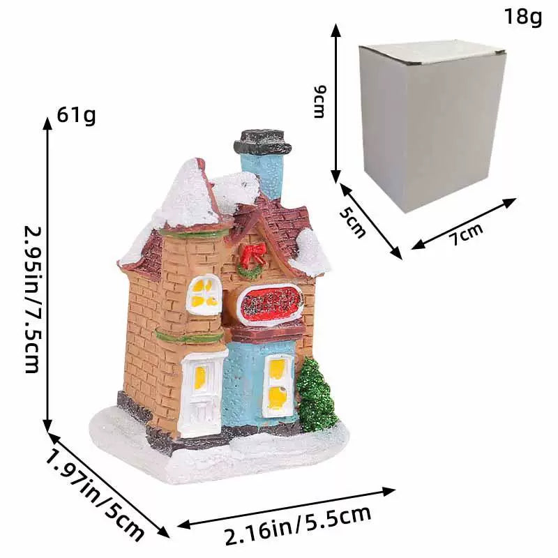 LED Light Up Christmas Village House Resin Miniature Cottage Tabletop Ornament Festive Holiday Decor