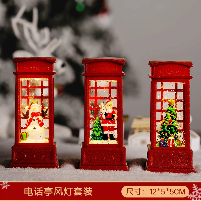 Light-Up Miniature Christmas Snow House Desktop Ornament Festive Village Scene Decor