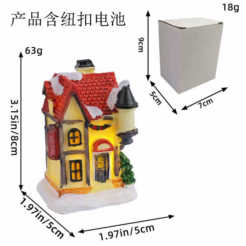LED Light Up Christmas Village House Resin Miniature Cottage Tabletop Ornament Festive Holiday Decor