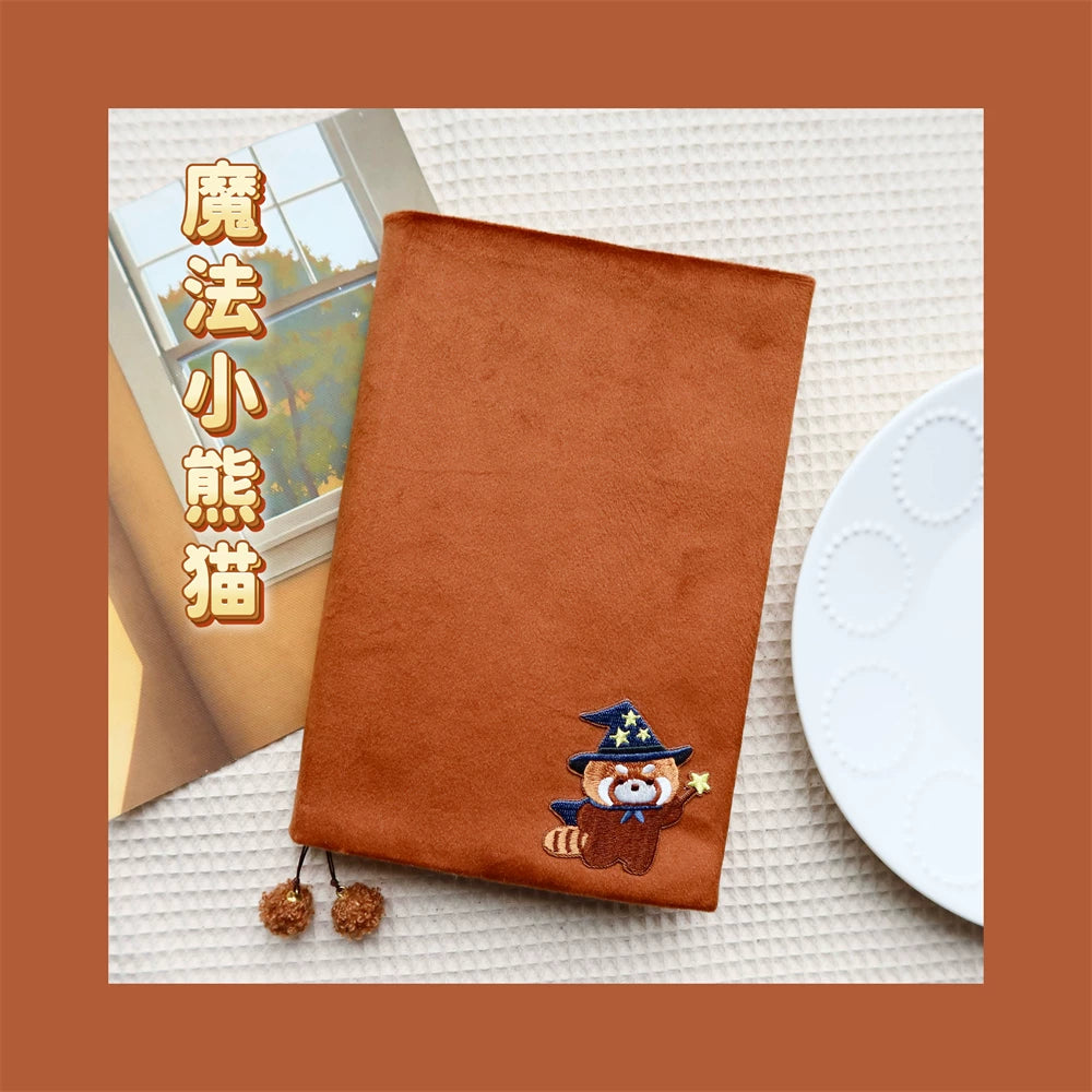 Cute Fluffy Panda Handmade Fabric Book Cover & Journal Notebook Set A5 A6 A7 B6 B7 Planner