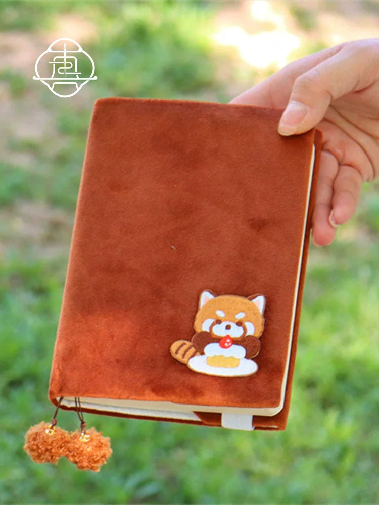 Cute Fluffy Panda Handmade Fabric Book Cover & Journal Notebook Set A5 A6 A7 B6 B7 Planner
