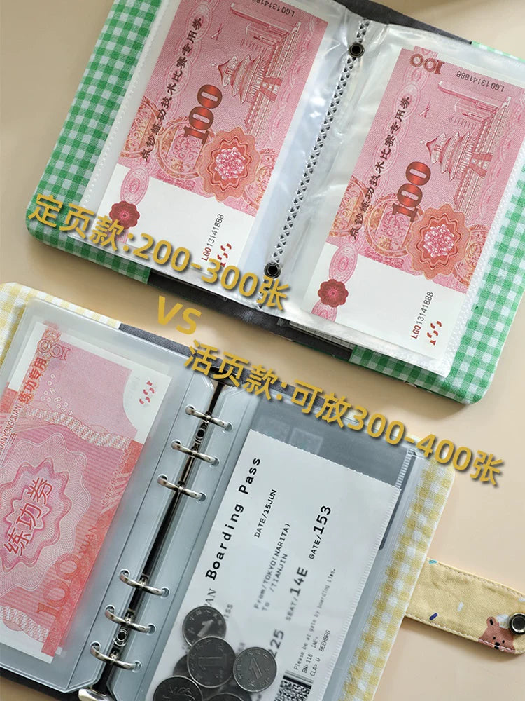 Cute Fabric Cash Stuffing Budget Binder - Aesthetic Money Savings Organizer Book with Envelopes for Budgeting & Cash Challenge