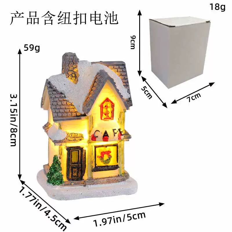 LED Light Up Christmas Village House Resin Miniature Cottage Tabletop Ornament Festive Holiday Decor